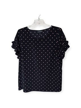 Lane Bryant Black with Pink Dot Short Flutter Sleeve Blouse Top Shirt Size 20
